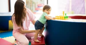 Child development therapy with a young toddler.